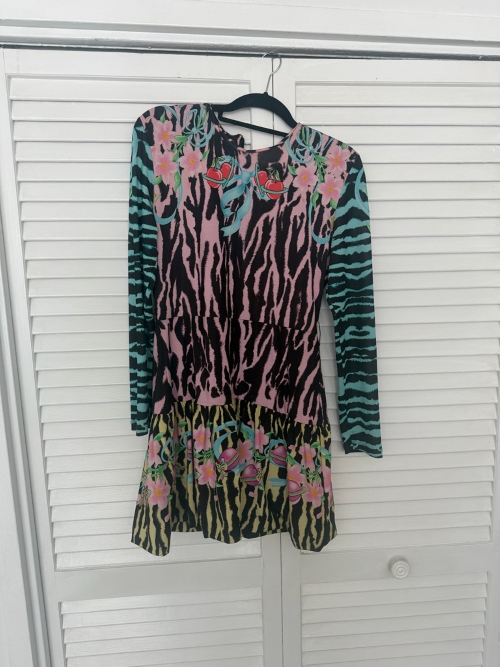Desigual Multicolor Floral Zebra Print Dress - Pink, Teal, Black, Yellow